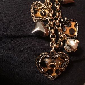 Betsey Johnson Leopard Charm Bracelet & Necklace
